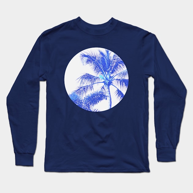 Blue Palm Trees in a Perfect Sky Long Sleeve T-Shirt by Vin Zzep